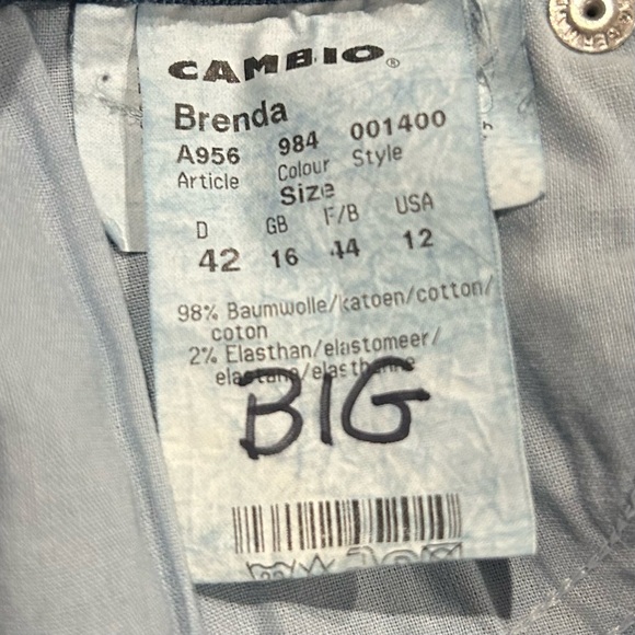 CAMBIO Brenda Woman’s Jeans Dark Wash Cotton Stretch Straight Leg Size 12 32” - Picture 8 of 11